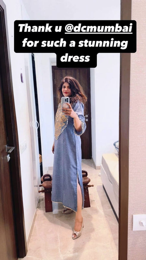Denim Gold Kaftan Dress
